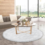 4 ft Fluffy White Round Rug for Bedroom, Furry Faux Sheepskin Fur White Circle Rugs for Living Room Cute Soft Fuzzy Shag Carpet for Kids Girls Room Nursery Dorm