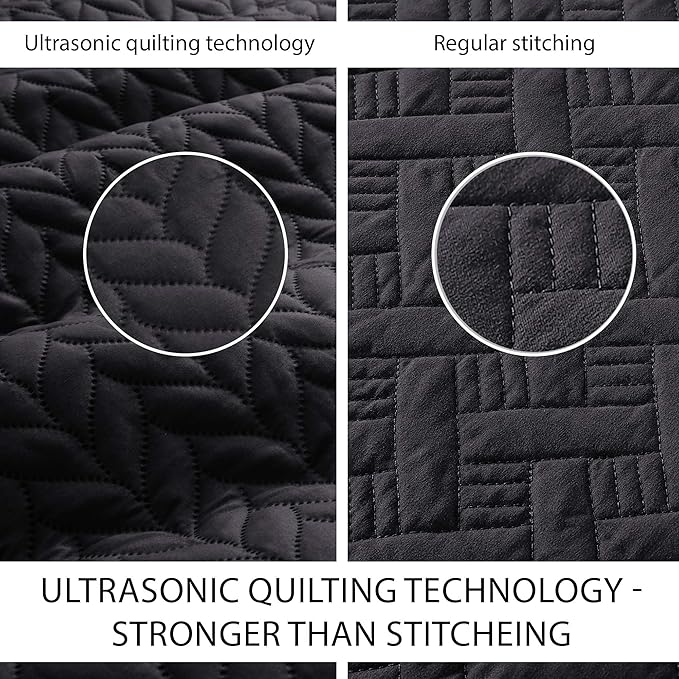IR Imperial Rooms 8 Pack California King Quilt Bedding Set (118"x106") - Bulk Wholesale for Hotels, Guest Bedroom & Airbnbs - Lightweight Microfiber Reversible Embossed Quilts Bedspread (Black)