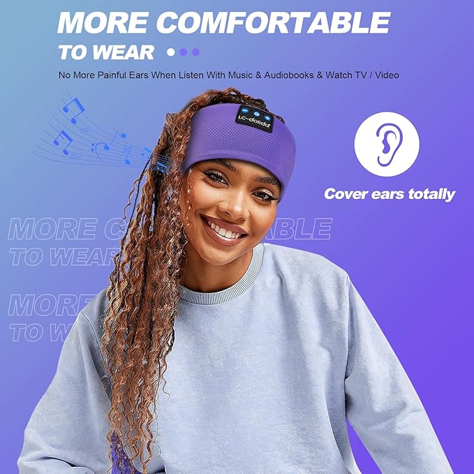 LC-dolida Sleep Headphones Bluetooth 5.4, Headband Headphones Earphones Wireless, Sleep Mask for Sleeping, Sports, Gifts, Workout, Jogging, Yoga,Insomnia, Air Travel, Meditation