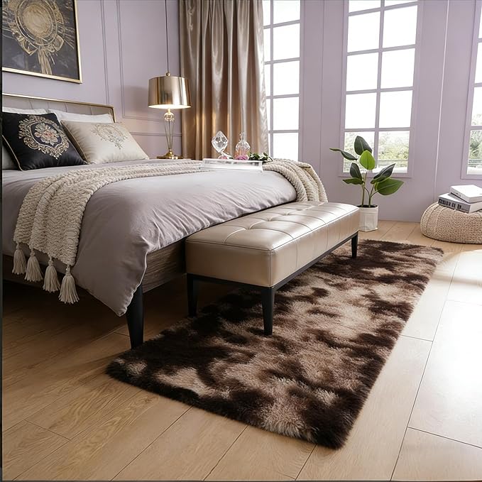 Ultra Soft Fluffy Shaggy Runner Rug 2x4, Modern Plush Indoor Carpet for Hallway Entryway Bedroom Living Room Kitchen, Upgraded Non-Slip Fuzzy Rug