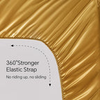BEDELITE Satin Sheets Twin Size Bed Set, Luxury Soft Gold Silky Sheets for Hair and Skin, Similar to Silk Bed Sheets Set 3 Pieces with 1 Deep Pocket Fitted Sheet, 1 Flat Sheet, and 1 Pillowcase