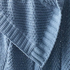 Amélie Home Knit Throw Blanket, Soft Chenille Cozy Breathable Chevron Chunky Decorative Blanket for Couch, Bed & Sofa, French-Inspired Lightweight Warm Gift for Women, Washed Blue, 50"x60"