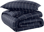 Bare Home Bedding Duvet Cover Extra Long Size - Premium 1800 Super Soft Collection - Lightweight - Soft Textured Bedding (Twin/Twin XL, Grid - Midnight Blue/White)