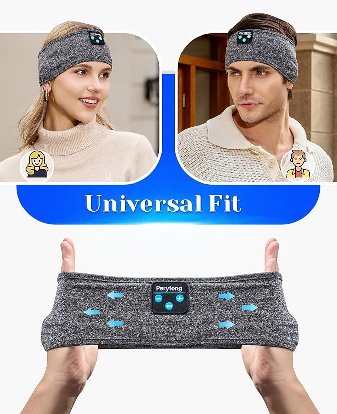 2 Pack Sleep Headphones Bluetooth 5.4 Headband, Sleeping Headband Headphones for Side Sleepers, Sweat Resistant Headband Earphones with Ultra-Thin Stereo Speakers for Sport Travel Yoga Airplane