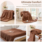 Chunky Knit Blanket - Luxury Soft Cozy 60 * 80 Throw Blanket,100% Woven Blanket Rope Knot Throw Blanket for Couch, Sofa, Home Decor, Gift - Machine Washable (Reddish-Brown, 60 * 80)