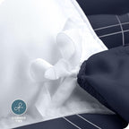 Bare Home Bedding Duvet Cover Set Queen Size - Premium 1800 Super Soft Collection - Lightweight, Duvet Cover - Soft Textured Bedding (Queen, Modern Plaid - Midnight Blue/White)