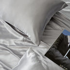 Light Grey Satin Pillowcases Queen Size Set of 2 for Hair and Skin,Light Grey Silk Pillowcase Breathable Pillowcase with Envelope Closure