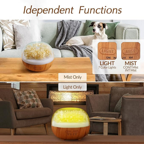 Aromatherapy Essential Oil Diffuser, 300ml Air Diffuser Humidifier with 7 LED Colors, Timer & Auto-Off for Home Bedroom Office (Beige)