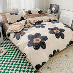 Cottonight Black and White Floral Comforter Twin Big Flower Chic Bedding Boho Modern Elegant Breathable Quilts Blankets Lightweight Comforter Set with 2 Pillowcases