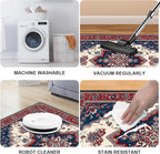 Area Rug 2x3 ft Entry Rug Washable Boho Rugs Non Slip Rubber Backing Low Pile Floral Door Mat Small Carpet for Bedroom, Bedside, Kids Room