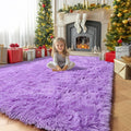 Purple Rugs for Bedroom Girls Room Decor Aesthetic, Cute Fluffy Shag Lavender Area Rug 4x6 for Living Room Dorm Classroom Nursery, Furry Plush Fuzzy Soft Throw Lilac Carpet for Kids, Baby, Teen