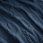 Aormenzy Dark Slate Blue Knit Throw Blankets Oversized Cable Knit Decorative Throw Blanket Rust Soft Cozy Knitted Blanket for Sofa Couch Bed, 60" x 80"