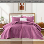 IR Imperial Rooms King Quilt Bedding Set Size (106" x 96") + 2 Pillow Shams (20" x 36"+ 2") - 3 Pcs All Season Lightweight Reversible Microfiber Coverlet Embossed Quilt Bedspread (Purple)