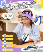 Kids Headphones Headband Wireless, Kids Bluetooth Headband, Baby Headphones with Thin Speakers & Wired Playback 3.5 MM Jack, Perfect Toddlers & Children's Earphones for Home, School & Travel