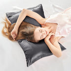 BEDELITE Satin Pillowcase for Hair and Skin, Super Soft and Cooling Similar to Silk Pillow Cases 2 Pack with Envelope Closure, Gift for Women Men(20"x36" King Size, Dark Grey)