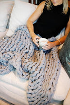 Nuzzie Original Knit Weighted Blanket- Breathable, Cooling, Hand Made Knit Throw Blanket for Sleep - Machine Washable, Stylish Design (Misty Grey, Full | 16lbs | 48"x72")