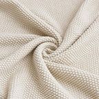 Longhui bedding Cream Cotton Cable Knit Throw Blanket for Couch Sofa Bed, Home Decorative Throw Blanket for Couch, Lightweight Woven Throw Blankets with Bonus Laundering Bag, 3.4 Pounds 60 x 80 Beige