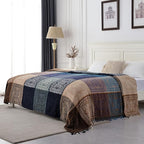 Boho Throw Blanket - Hippie Chenille Jacquard Bohemian Chair Couch Sofa and Bed Furniture Cover with Colorful Tribal Pattern (Purple, 60" x 75")