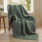 Waffle Knit Blanket Twin Size, Luxury Cozy Chunky Knit Twin Blanket for Couch, 60 x 80 Inch Thick Ultra-Soft Feather Yarn Knitted Blankets for Sofa, Bed, Home Decor - Sage