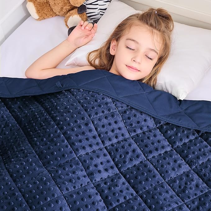 yescool Small Weighted Blanket 3 lb Blue Weighted Lap Blanket, Minky Weighted Throw Blankets Cooling Heavy Blankets, Birthday Gifts for 20-45lbs, 36 * 48in