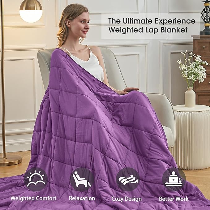 Purple Weighted Blanket for Adults 20lbs, 88"x104", King Size Cooling Heavy Throw Blanket for 130-220lbs, Microfiber Soft Thick Big Blankets Weighted Comforter Gift for Sleeping