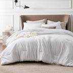 Bedsure Super King Comforter Set - Grayish White Soft Bedding for All Seasons, Cationic Dyed Bed Set, 3 Pieces, 1 Super King Size Comforter (120"x120") and 2 Pillow Shams (20"x36"+2")