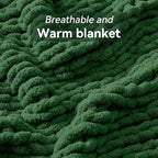 Negwoo Chunky Knit Throw Blanket, 30''*40'' Knitted Throw Chenille Yarn for Bed Couch, Handmade Grass Green Crochet Big Thick Blanket, Machine Washable Cute Comfy Blanket for Home Decor
