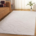 SAFAVIEH Washable Rug Faux Rabbit Fur Shag Collection - 5' x 7', Ivory, Slip Resistant & Easy Cleaning, Ideal for Living Room, Bedroom, Kids Playroom, Nursery, Dining Space (FRF872A)