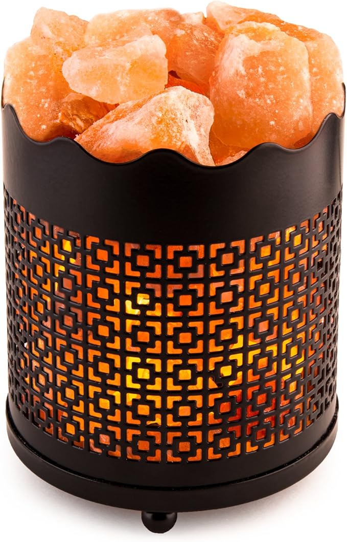 Himalayan Pink Salt Lamp Basket & Dimmer Cord Bulb