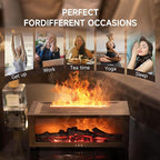 TMEHM Fireplace Flame Air Diffuser Humidifier,7 Colors Aromatherapy Essential Oil Diffuser,Ultrasonic with Timer for Home,Bedroom,Office,Yoga (Dark Wood Grain)