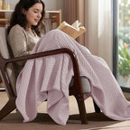 PHF Ultra Soft Waffle Weave Throw Blanket 50"x 60"- Washed Lightweight Breathable Cozy Woven Blanket for Bed - Aesthetic Decor for Couch Bedding Sofa Home Car - Lavender