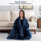 Cottonblue Sherpa Fleece Weighted Blanket 15 lbs for Adults, Warm Flannel Cozy Plush Bed Weighted Throw Blankets,Soft Fuzzy Winter Heavy Blankets Full Twin Size 48 x 72 inches for Sofa, Navy Blue