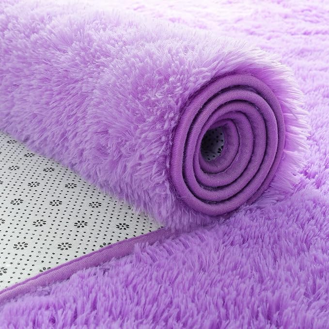 Softlife Light Purple 8x10 Area Rug for Living Room, Fluffy Shag Plush Rugs for Bedroom Girls, Shaggy Soft Fuzzy Kids Large Carpet for Dorm Bedside Ultra Cozy Non-Slip Indoor Decor