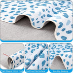 Leopard Rug, Cheetah Print Area Rug 5.2x6.5 Feet Faux Animal Print Skin Carpet for Living Room Bedroom Home Decor (Blue)