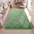 Green Fluffy Rugs for Living Room 5x7 ft - Ultra Soft Faux Fur Area Rug - Plush Non-Slip Shaggy Carpet for Bedroom, Kids Boys Girls Dorm Nursery Room