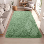 Green Fluffy Rugs for Living Room 5x7 ft - Ultra Soft Faux Fur Area Rug - Plush Non-Slip Shaggy Carpet for Bedroom, Kids Boys Girls Dorm Nursery Room