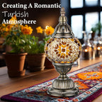 Marrakech Turkish Table Lamp with Bronze Base，Handmade Yellow Moroccan Tiffany Style Mosaic Glass Night Stand Light Fixture Including LED Bulb for Living Room Bedroom Decor (Yellow)