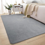 Softlife 4x6 Area Rug for Bedroom Living Room, Solid Grey Non-Slip Fluffy Carpet with Soft Low Pile for Kids Boys Girls, Machine Washable Fuzzy Aethetic Rugs Home Dorm Decor