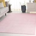 SAFAVIEH Washable Rug Faux Rabbit Fur Shag Collection - 6' x 9', Pink, Slip Resistant & Easy Cleaning, Ideal for Living Room, Bedroom, Kids Playroom, Nursery, Dining Space (FRF100U)