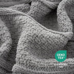 Amélie Home Premium Chenille Throw Blanket, Soft Cozy Moss Stitch Knit Blanket for Couch, Sofa, Chair, Home Decor, Grey 50"x60"