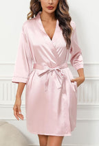 Samring Women's Bride Bridesmaids Robe Short Satin Kimono Robes for Wedding & Bridal Party Silk Bathrobes for Women