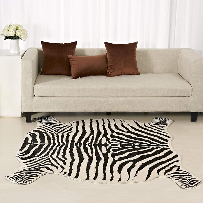 townssilk Area Rug Faux Zebra Print Rug 4.3x4.7 Feet Rug/Mat/Carpets for Home
