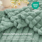 BEDELITE Sage Green Throw Blanket for Couch and Bed- Super Soft and Warm 3D Checkered Fluffy Fuzzy Fleece Blanket, Luxurious Plush Cozy Blanket for Room Decor Fall and Winter, 50x70 inches