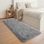 YJ.GWL Shag Runner Rug Non Slip for Bedroom Living Room Soft Small Rugs for Dorm, 2x6 Feet Grey Plush Carpet Runner for Nursery Dorm, Fuzzy Bedside Rug for Kids Boys Girls Room Home Decor