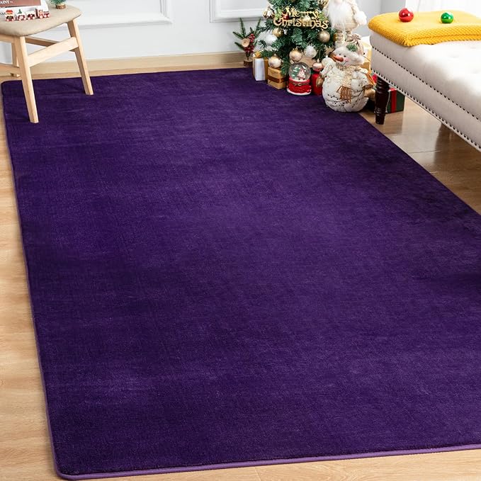Andecor Shag Area Rug Fluffy Carpets, 5x7 Purple Washable Living Room Bedroom Rugs, Soft Fuzzy Indoor Rugs for Dorm Boys Girls Kids Room Nursery Home Decorations