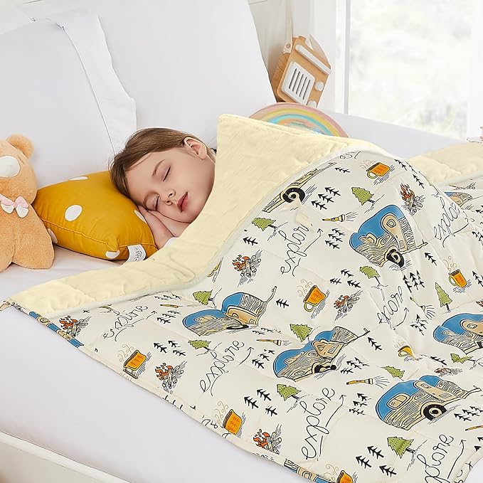 HOSUKKO Weighted Blanket - 2 lbs Cooling Ivory Forest Heavy Blanket - Small Size Breathable Blanket for Hot Sleepers(36 * 48 inches, 2 lbs)