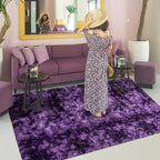 Softlife Dark Purple Area Rug for Bedroom, Fluffy Shag Plush Shaggy 4x6 Rugs for Living Room Girls Kids, Throw Soft Fuzzy Tie Dyed Small Carpet for Dorm Bedside Ultra Cozy Non-Slip Indoor Decor