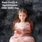 KING DARE 6x9 Area Rugs for Living Room Tie-Dyed Black Gray Rug, Fluffy Shaggy Fuzzy Plush Furry Large Floor Carpet, Anti-Slip Washable Modern Soft Rug for Bedroom Girls Boys Room Indoor