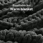 Negwoo Chunky Knit Throw Blanket, 50''*60'' Knitted Throw Chenille Yarn for Bed Couch, Handmade Dark Grey Crochet Big Thick Blanket, Machine Washable Cute Comfy Blanket for Home Decor