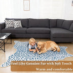 Leopard Rug, Cheetah Print Area Rug 4.6x5.2 Feet Faux Animal Print Skin Carpet for Living Room Bedroom Home Decor (Blue)